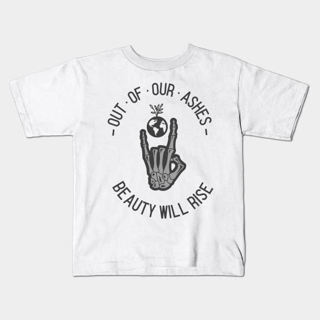 Biker Club - Out of Our Ashes - Beauty Will Rise Kids T-Shirt by Expanse Collective